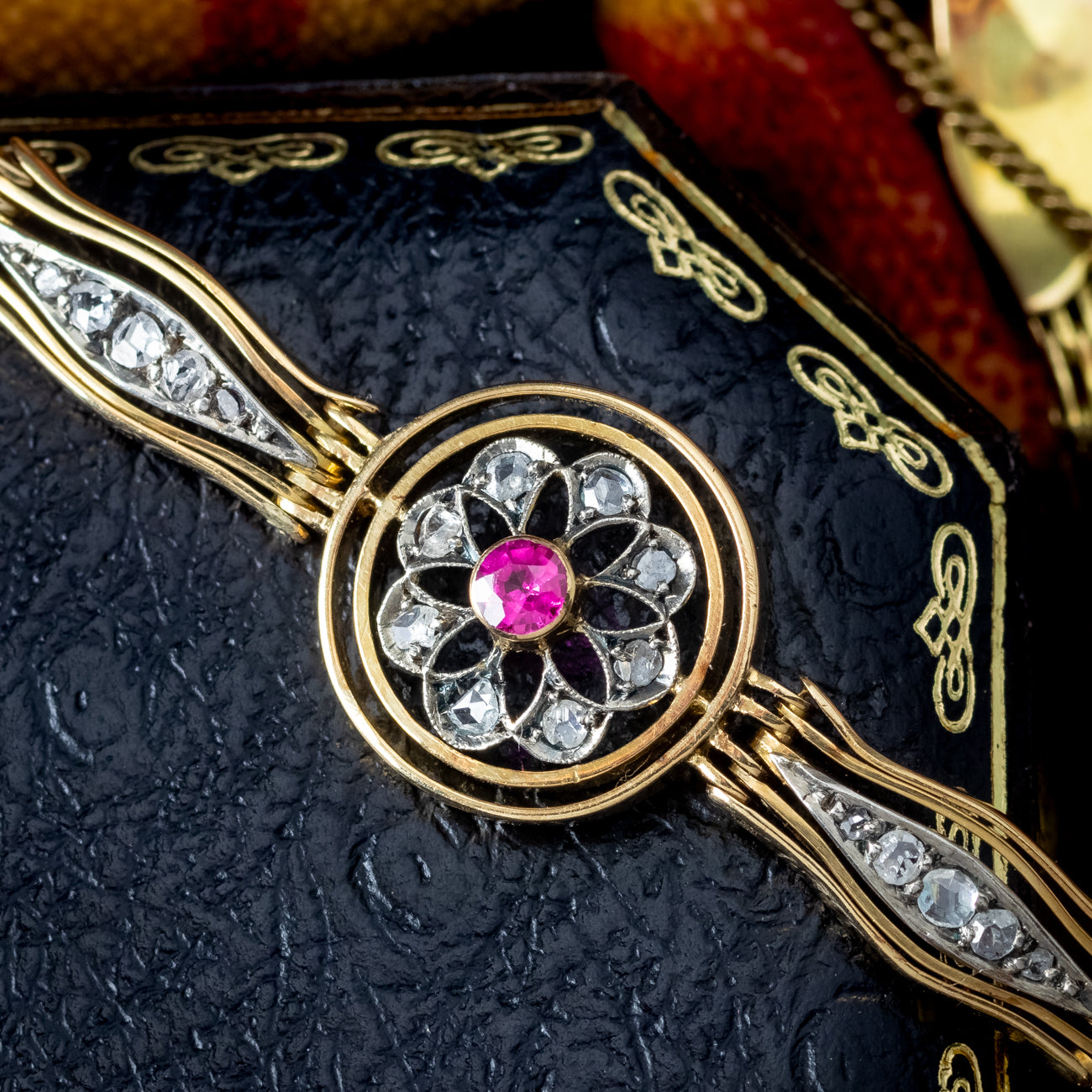 Antique Victorian Ruby Diamond Bracelet 18ct Gold Secondary image