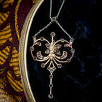 Antique Edwardian Pearl Diamond Flower Necklace With Box