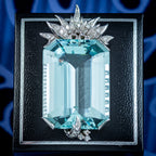 Vintage Aquamarine Diamond Pendant 18ct Gold 74.5ct Aqua