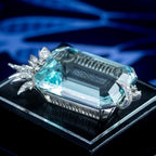 Vintage Aquamarine Diamond Pendant 18ct Gold 74.5ct Aqua