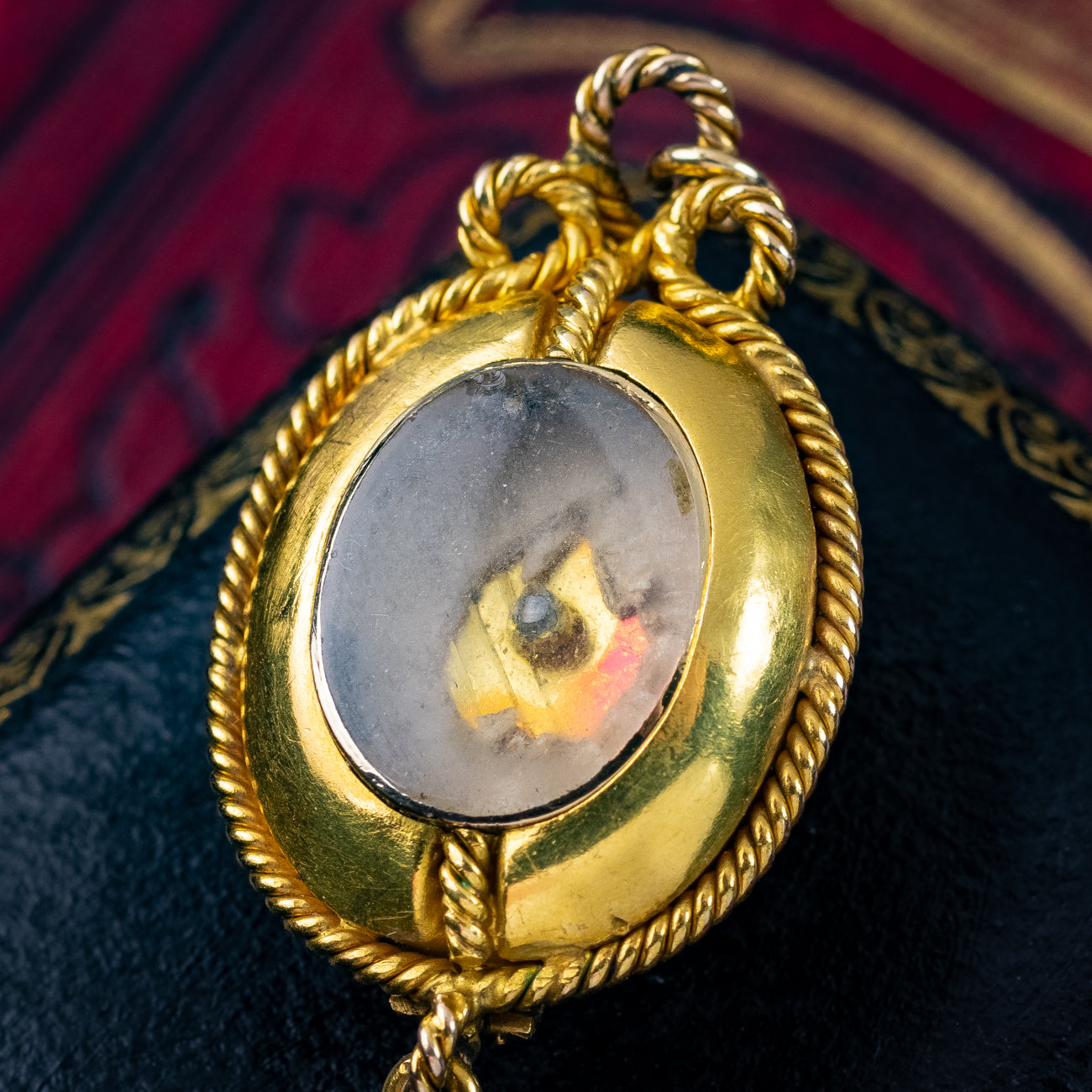 Antique Victorian Garnet Diamond Pendant Locket 18ct Gold