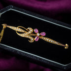Antique Victorian Flower Bangle 15ct Gold Pink Sapphire Diamond Pearl