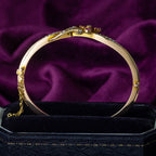 Antique Victorian Flower Bangle 15ct Gold Pink Sapphire Diamond Pearl