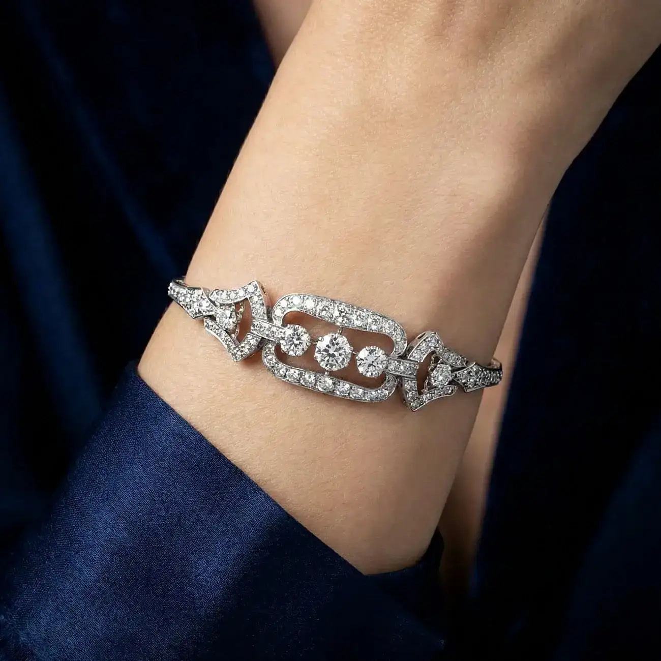 Antique Art Deco Diamond Bracelet 14ct Gold 3.5ct Total Secondary image