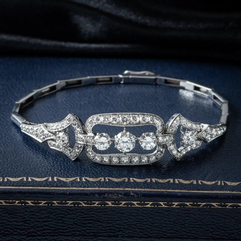 Antique Art Deco Diamond Bracelet 14ct Gold 3.4ct Total 