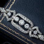 Antique Art Deco Diamond Bracelet 14ct Gold 3.4ct Total 