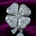Vintage Diamond Pearl Drop Earrings Platinum Clovers 3.6ct Diamond
