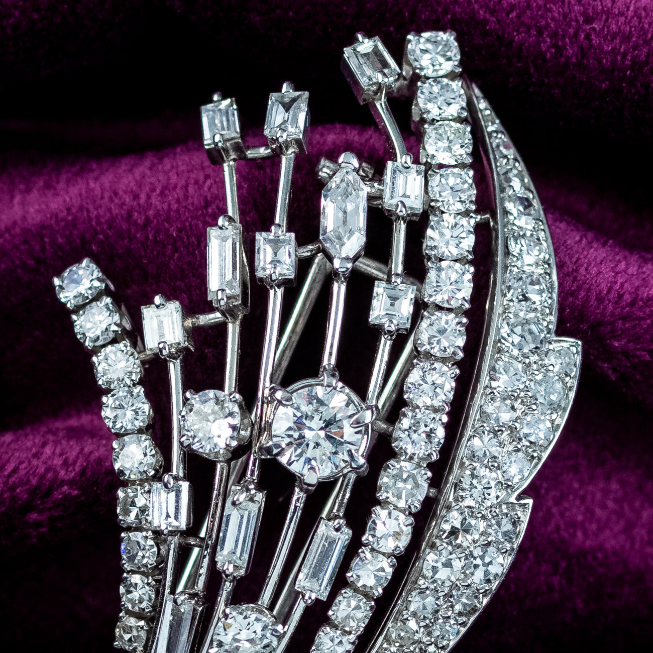Vintage Diamond Spray Brooch 18ct Gold 5ct Total