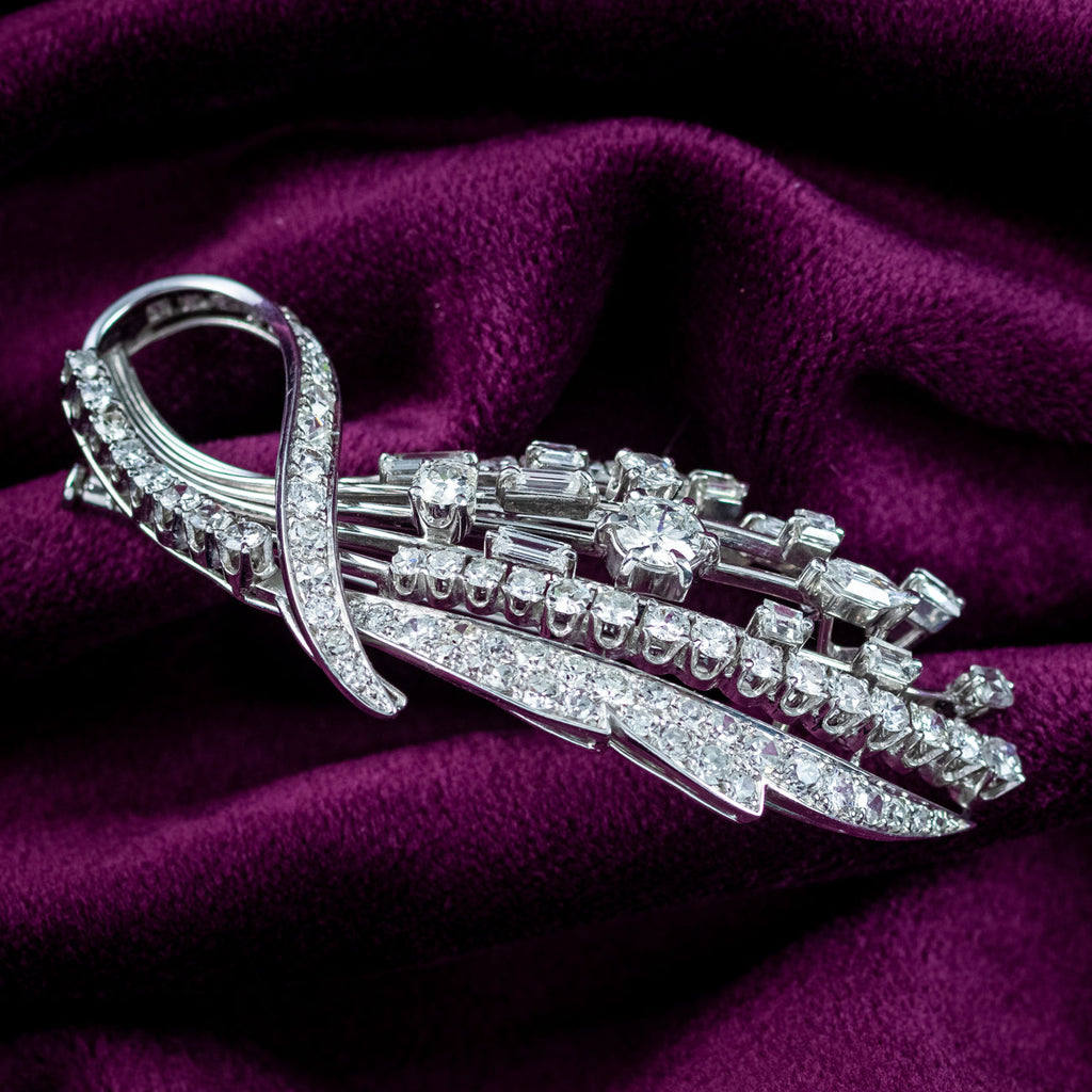 Vintage Diamond Spray Brooch 18ct Gold 5ct Total