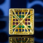Vintage Tutti Frutti Cluster Earrings Emerald Sapphire Ruby Diamond 18ct Gold