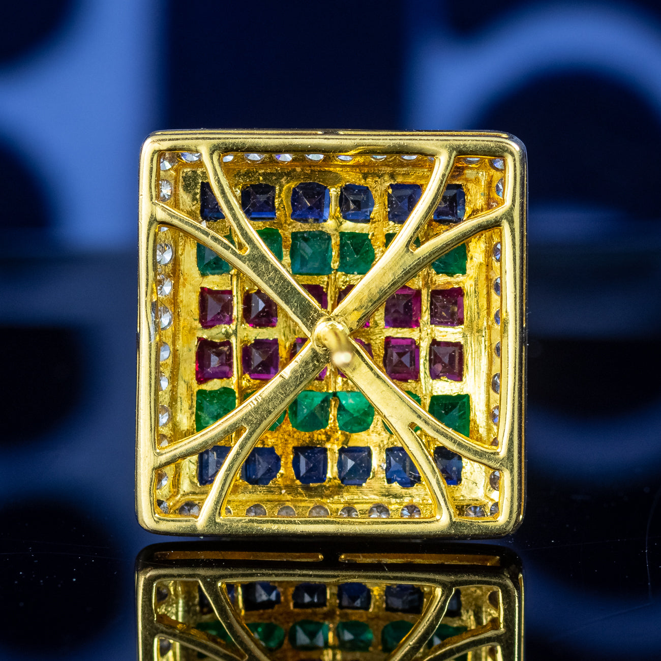 Vintage Tutti Frutti Cluster Earrings Emerald Sapphire Ruby Diamond 18ct Gold