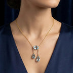 Antique Edwardian French Aquamarine Diamond Negligee Necklace 18ct Gold With Box
