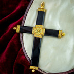 Antique Georgian Cross Pendant Black Onyx 18ct Gold