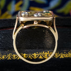Art Deco Floral Cocktail Ring Diamond Emerald Sapphire 
