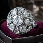 Antique Art Deco Diamond Bombe Cluster Ring 4ct Total
