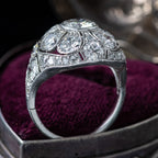 Antique Art Deco Diamond Bombe Cluster Ring 4ct Total