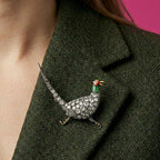 Antique Victorian Diamond Pheasant Brooch Silver Gold 1.6ct Total