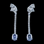 Art Deco Style Ceylon Sapphire Diamond Earrings With Cert And Box