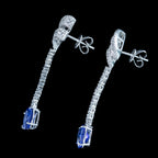 Art Deco Style Ceylon Sapphire Diamond Earrings With Cert And Box