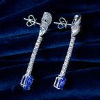 Art Deco Style Ceylon Sapphire Diamond Earrings With Cert And Box