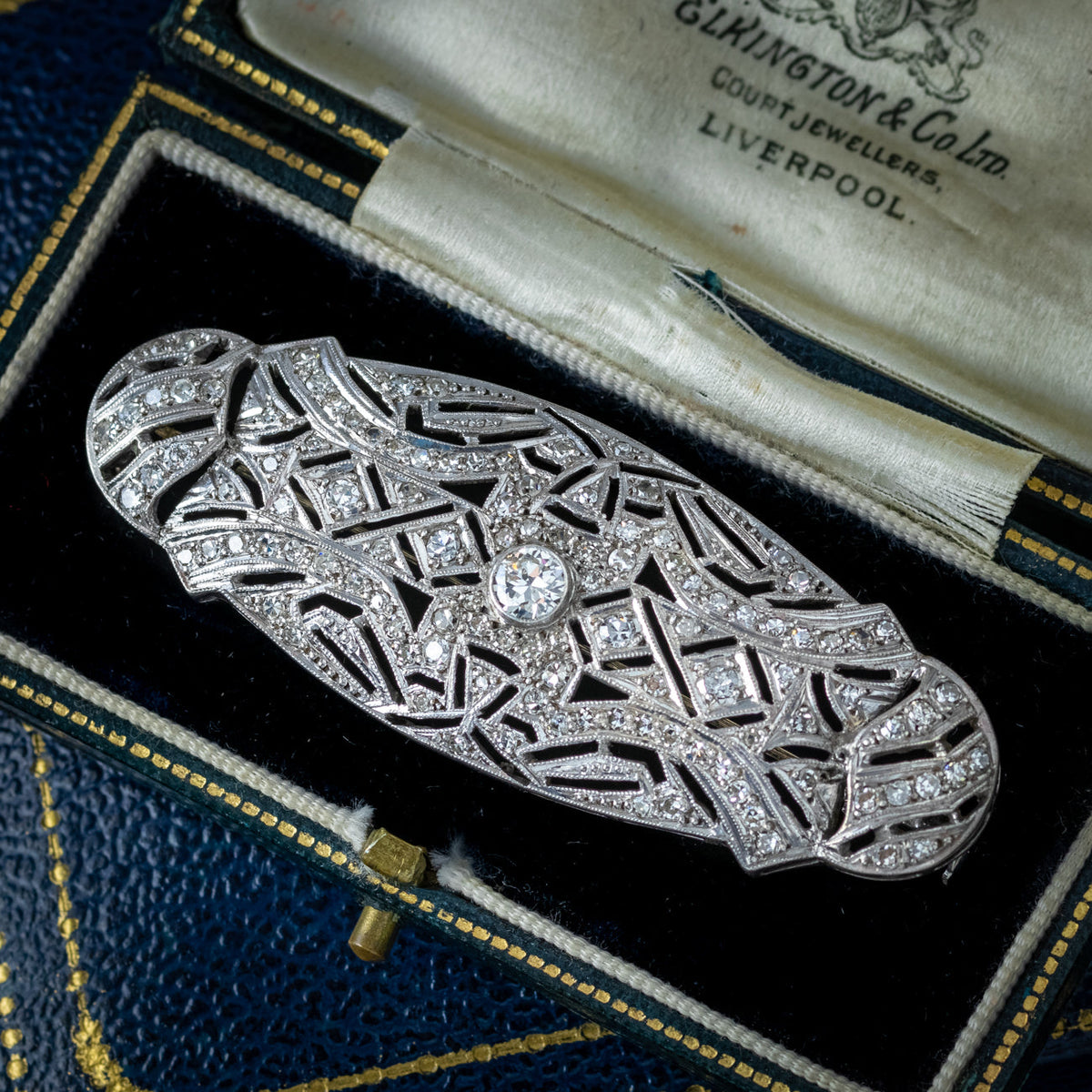 Antique Art Deco Diamond Brooch Platinum 1.9ct Total 