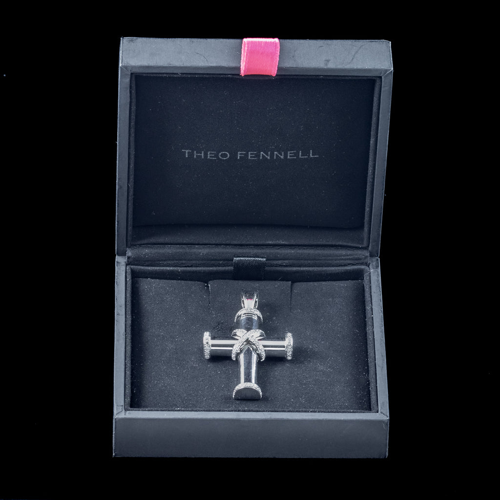 Diamond Cross Pendant 18ct Gold Theo Fennell With Box