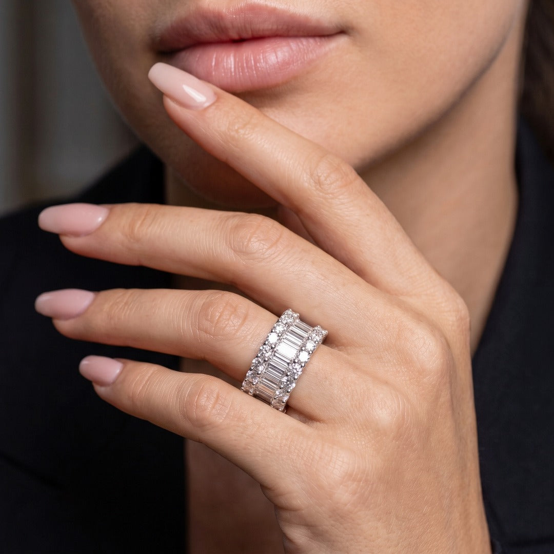 Art Deco Style Diamond Eternity Band Ring 3ct Total