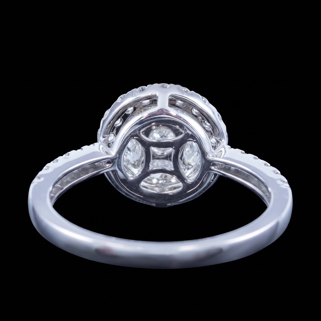 Diamond Halo Cluster Ring 0.98ct Total