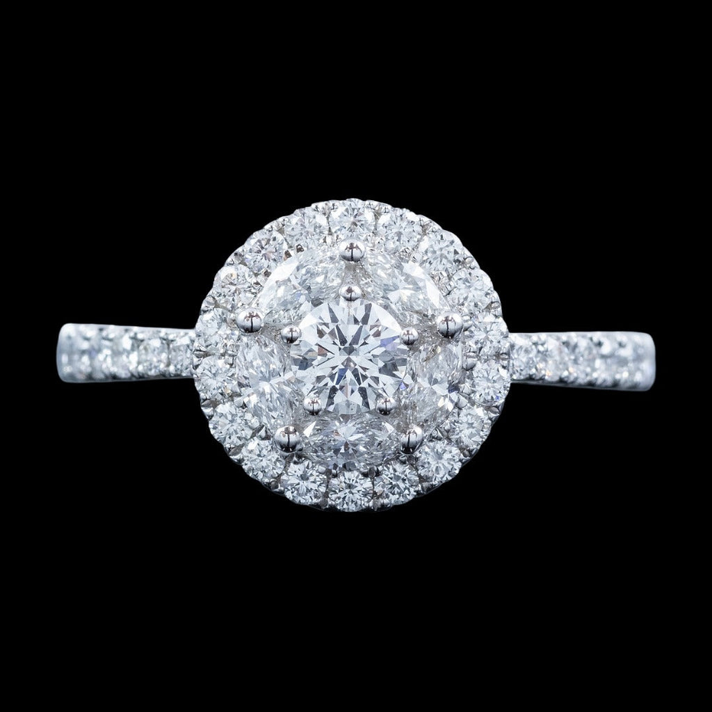 Diamond Halo Cluster Ring 0.98ct Total
