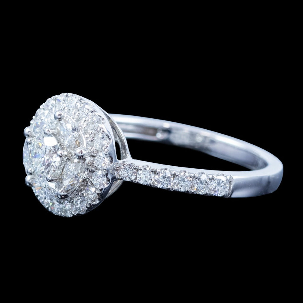 Diamond Halo Cluster Ring 0.98ct Total