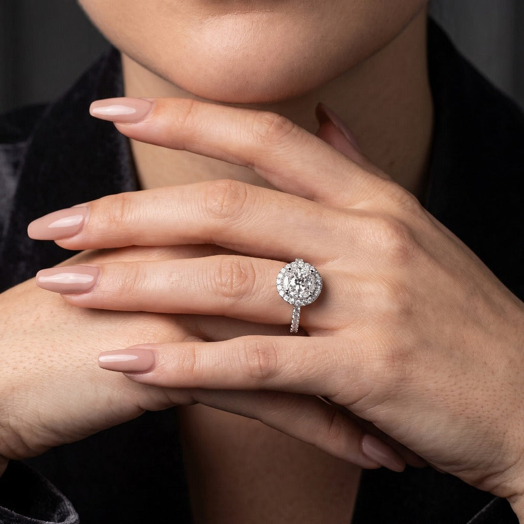 Diamond Halo Cluster Ring 0.98ct Total