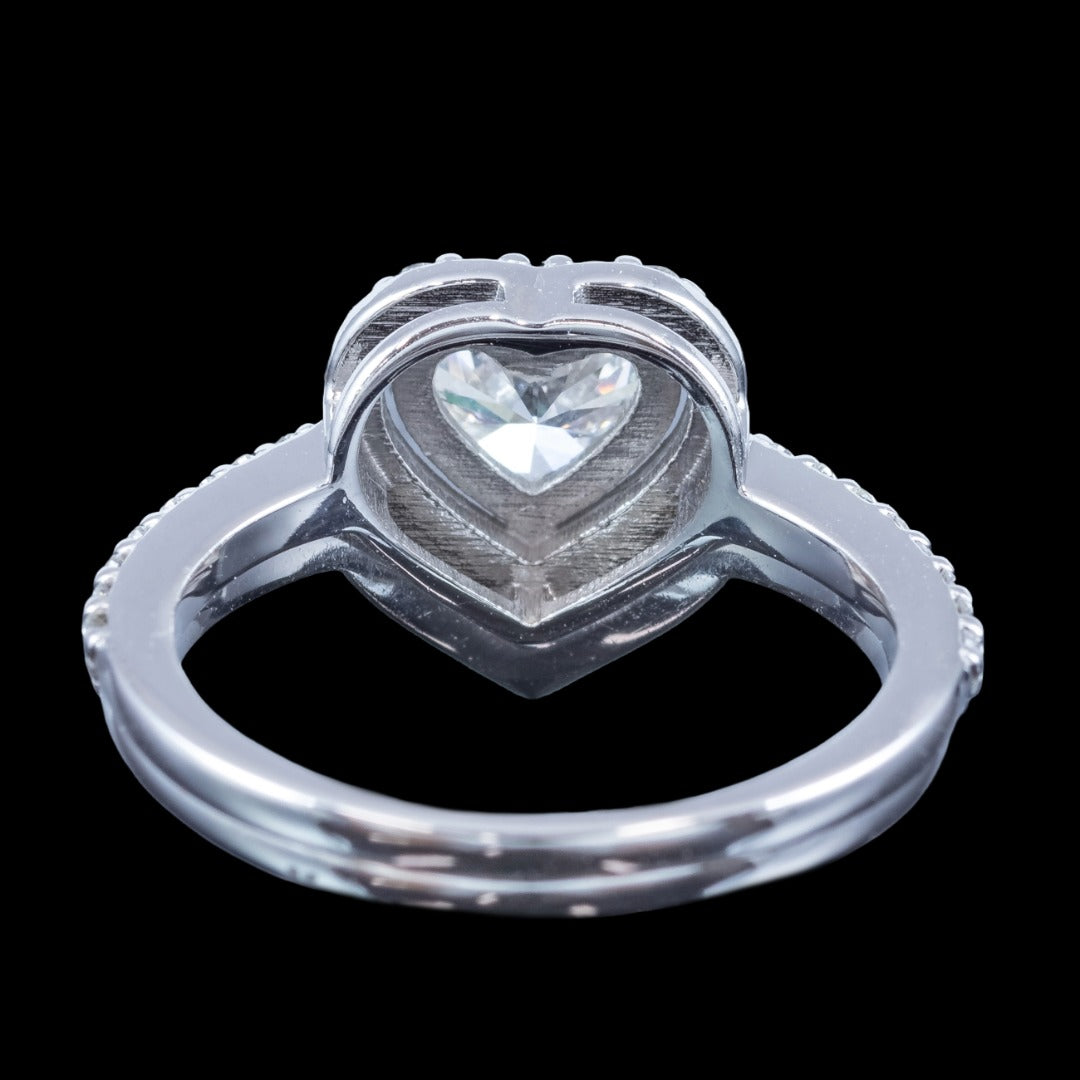 Diamond Heart Bridal Ring Set 2.22ct Total With Cert