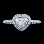 Diamond Heart Bridal Ring Set 2.22ct Total With Cert
