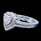 Diamond Heart Bridal Ring Set 2.22ct Total With Cert