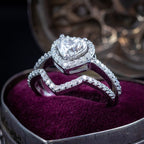 Diamond Heart Bridal Ring Set 2.22ct Total With Cert
