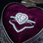 Diamond Heart Bridal Ring Set 2.22ct Total With Cert