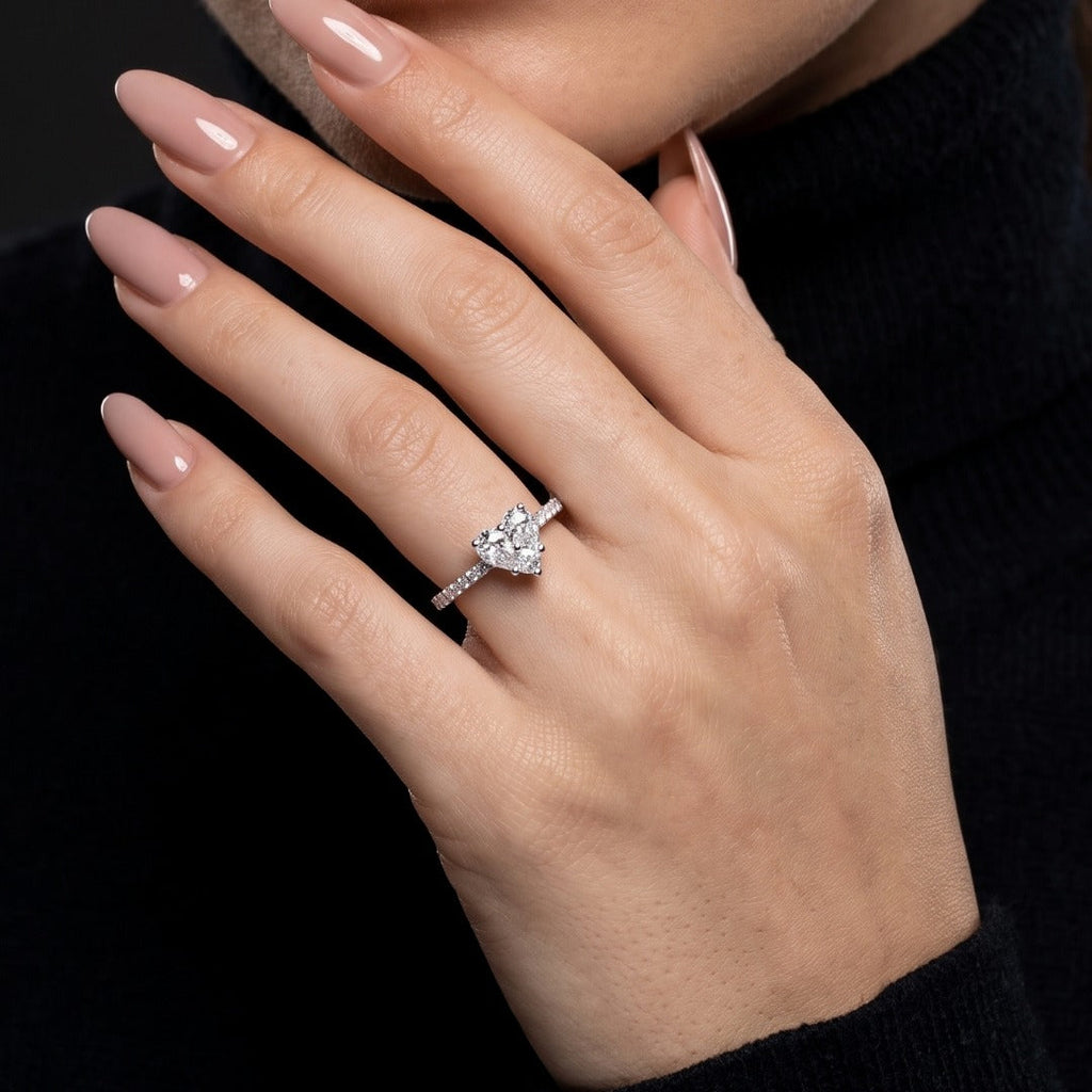 Diamond Heart Cluster Ring 0.76ct Total