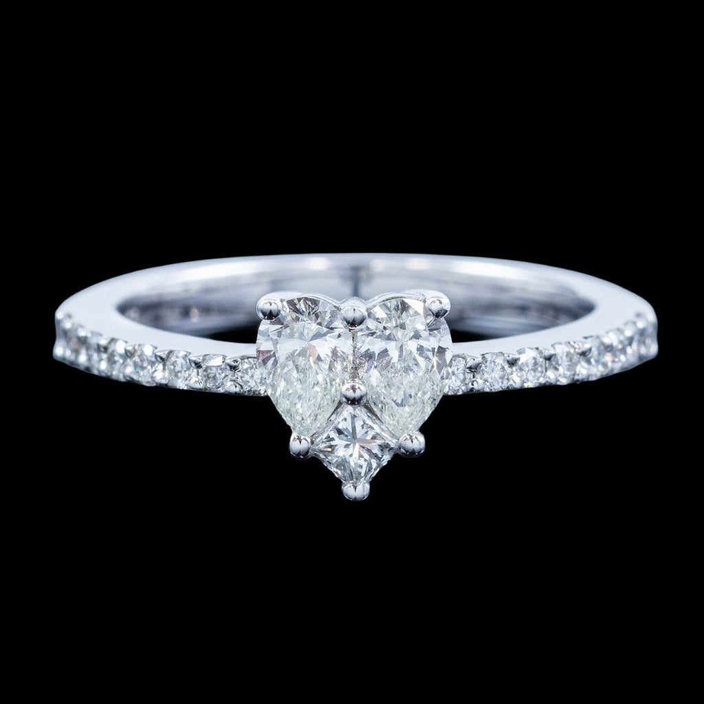 Diamond Heart Cluster Ring 0.76ct Total