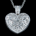 Edwardian Style Diamond Heart Pendant Necklace 18ct Gold 3.95ct Total