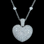 Edwardian Style Diamond Heart Pendant Necklace 18ct Gold 3.95ct Total