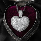 Edwardian Style Diamond Heart Pendant Necklace 18ct Gold 3.95ct Total