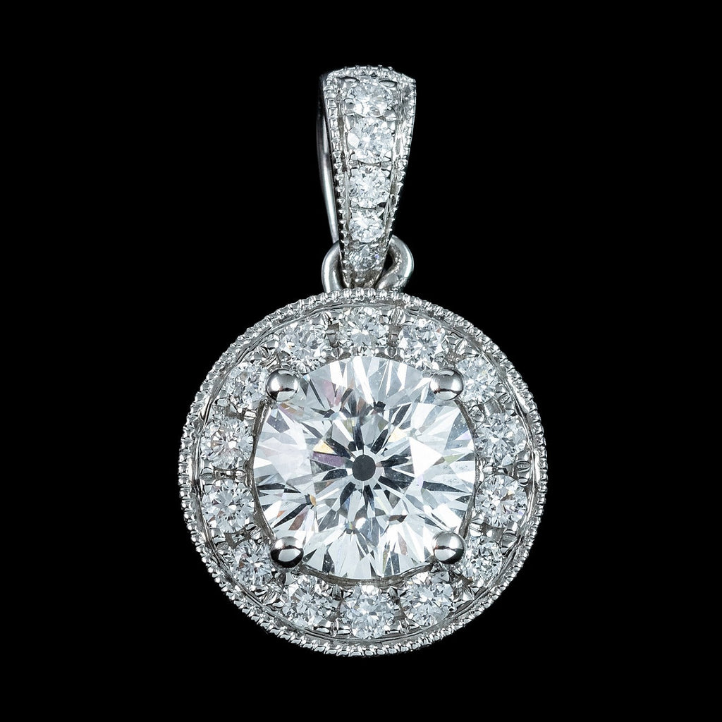 Art Deco Style Diamond Pendant 18ct Gold 1ct Lab Grown Centre