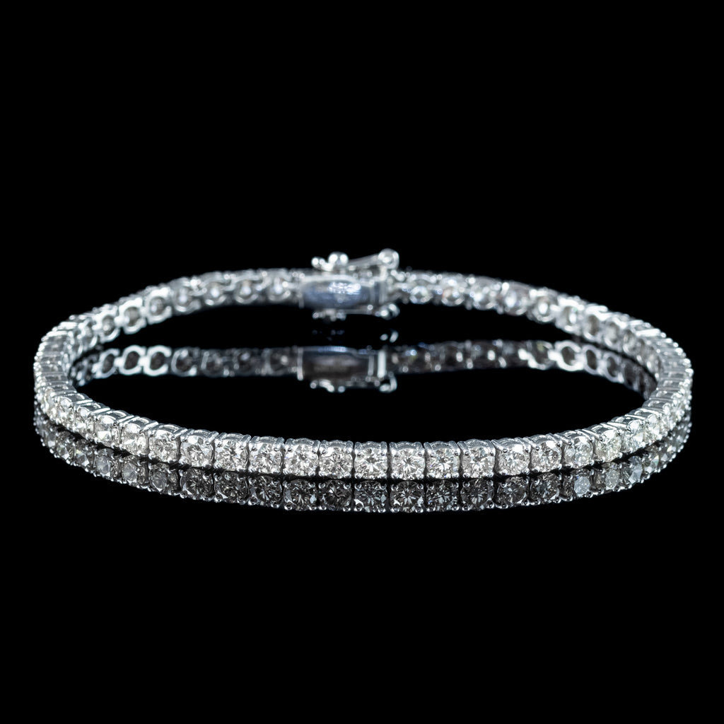 Art Deco Style Diamond Tennis Bracelet 18ct Gold 6.08ct Total