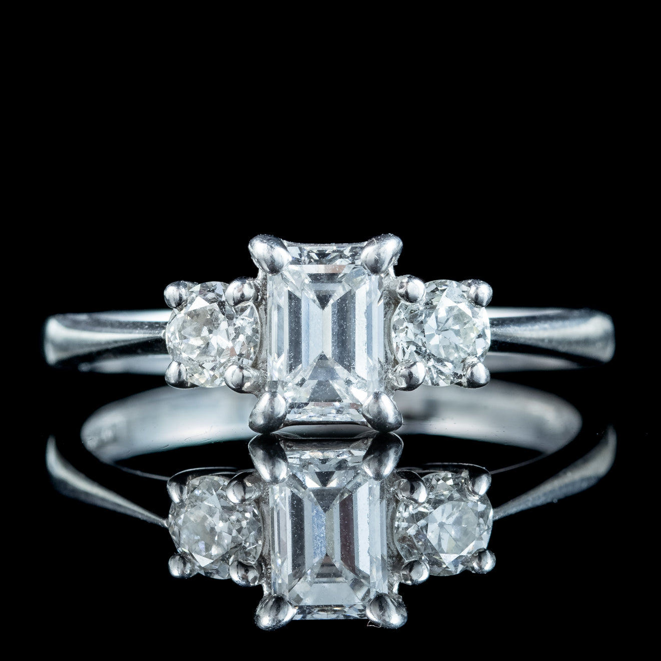 Art Deco Style Diamond Trilogy Ring 1.15ct Total Secondary image