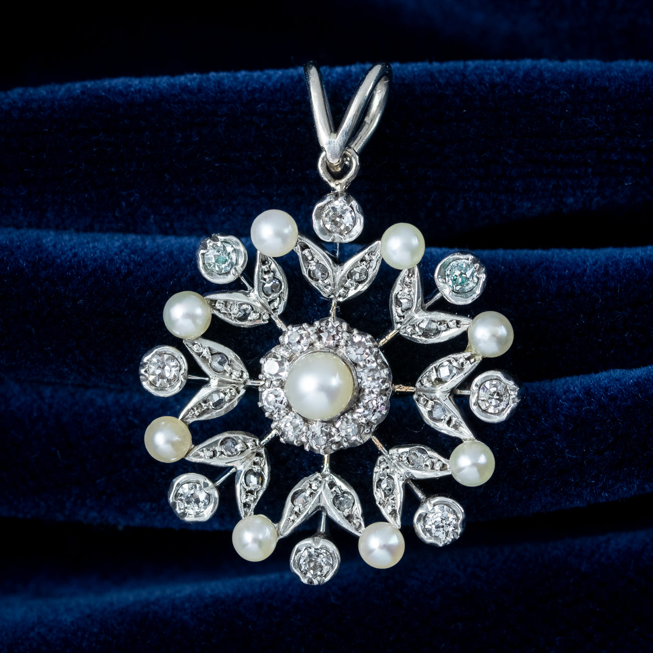 Antique Edwardian Diamond Pearl Pendant 15ct Gold Secondary image