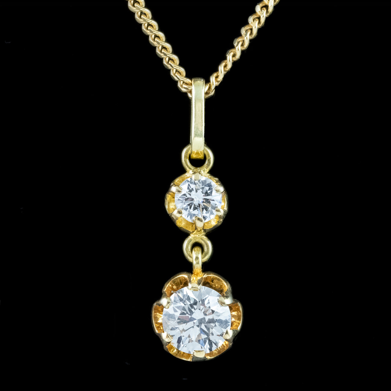 Antique Edwardian Diamond Pendant Necklace 18ct Gold 0.95ct Total Secondary image