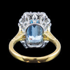 Edwardian Style Aquamarine Diamond Cluster Cocktail Ring 4.17ct Aqua