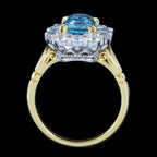 Edwardian Style Aquamarine Diamond Cluster Cocktail Ring 4.17ct Aqua