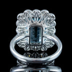 Edwardian Style Aquamarine Diamond Cluster Ring 3.93ct Aqua