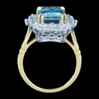 Edwardian Style Aquamarine Diamond Cocktail Cluster Ring 9.05ct Aqua